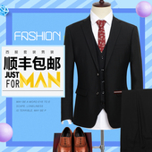 男加绒加厚上班职业正装 西服套装 保暖西装 新郎结婚礼服修身 男冬季