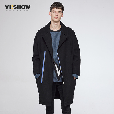viishow冬季韩版风衣男中长款青年休闲外套时尚毛呢大衣潮流风衣
