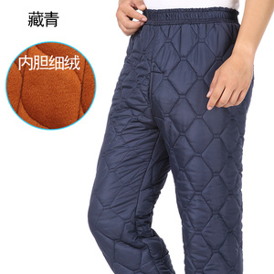 中老年人男裤冬季加绒加厚棉裤休闲宽松内外穿老人高腰松紧腰长裤