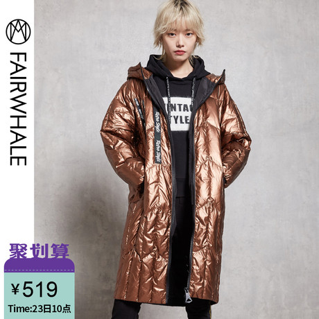 马克华菲女装2018新款长款羽绒服女连帽修身韩版加厚外套女羽绒服商品大图