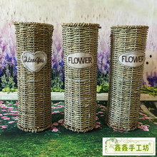 干花花篮藤编花瓶 客厅装 插花器 草编花篮