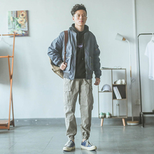 潮牌 多口袋水洗长裤 秋束脚小脚休闲裤 情侣装 工装 嘿马日系复古男士