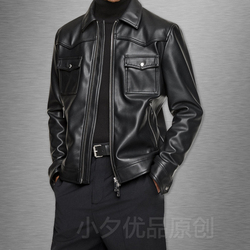 2019春装新款仿皮夹克外套男0706495牛仔风格工装皮衣潮0706/495