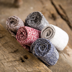 5双日系秋冬粗线纯棉长袜