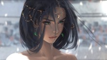 唯美鬼刀风铃雪花音乐电脑桌面主背景win7 10动态壁纸主图高清