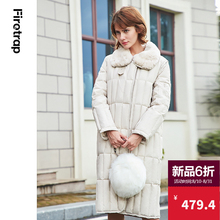 Firetrap冬季女装新款欧美兔毛领羽绒服长款过膝加厚外套女图片