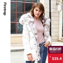 Firetrap2018新款女装欧美狐狸毛大毛领中长款羽绒服外套加厚女冬图片