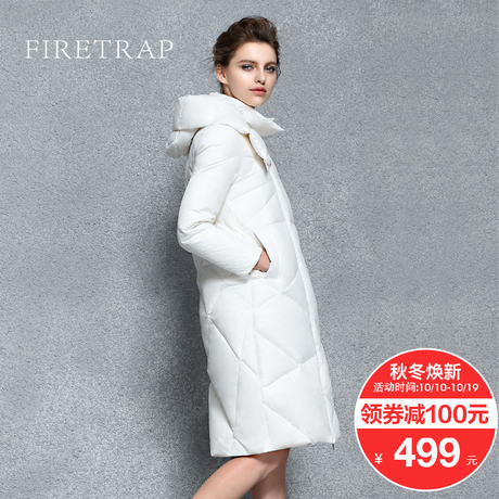 欧洲站女装新款时尚修身加厚羽绒服长款过膝外套女冬商品大图