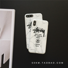 潮牌斯图西iphoneX手机壳苹果7plus陈冠希stussy大理石纹软胶壳6s