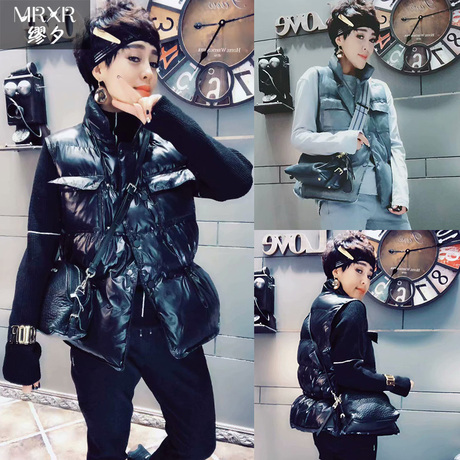 欧洲站2018秋冬新款潮流女装韩版时尚百搭休闲港风棉服马甲外套女商品大图