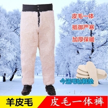 棉裤 子男女加绒加厚真皮保暖皮毛一体羊皮皮裤 冬季中老年人羊毛裤