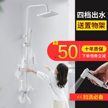 家用沐浴淋浴器卫浴增压挂墙式冷热 北欧白色淋浴花洒卫浴花洒套装