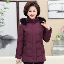 中老年人羽绒服女妈妈冬装棉衣短款中年女装加厚老人衣服奶奶外套图片