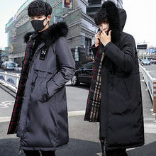 2019秋冬季新款 羽绒服男中长款 修身 韩版 加厚连帽男士 外套双面穿潮