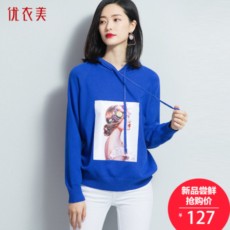 优衣美秋冬款运动卫衣2018新款女长袖韩版宽松卫衣女TD8T3823T商品大图