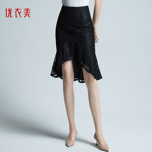 优衣美女装2018秋季新款半身裙秋黑色职业裙时尚半身裙包臀31410图片
