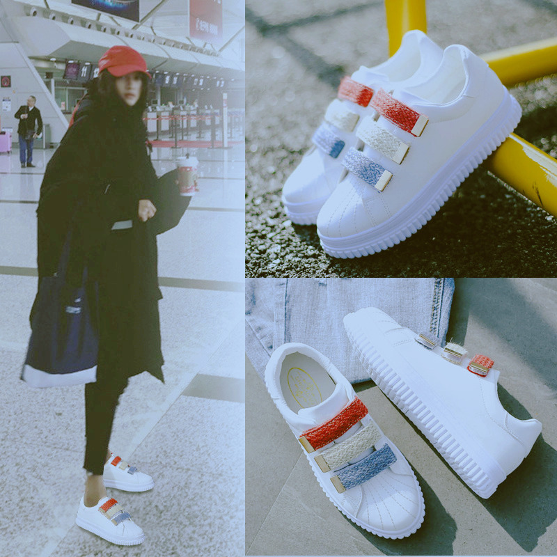 Velcro Little White Shoes Women's Autumn 2018 New Korean Versatile Clasp Board Shoes Student Thick Sole Casual Canvas Shoes