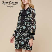 Juicy Couture2018新款女士时尚风情气质碎花印花领带设计连衣裙图片