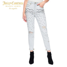 Juicy Couture女士时尚索环装饰GF女友风格破洞牛仔裤长裤图片