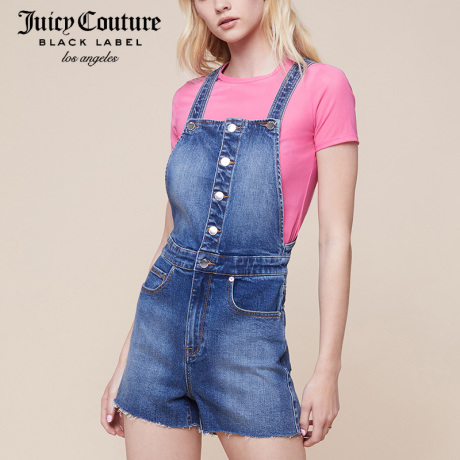 Juicy Couture2018新款时尚百搭牛仔背带连身裤短裤商品大图