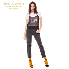 Juicy Couture时尚百搭破洞牛仔九分裤直筒裤图片