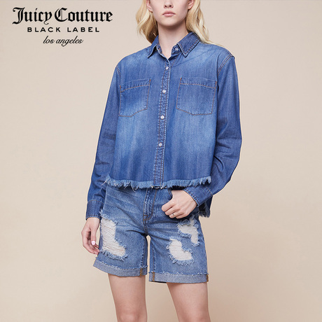 Juicy Couture字母图案装饰宽松牛仔布衬衫外套商品大图