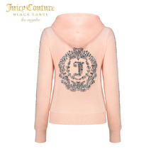 Juicy Couture字母钉珠图案装饰休闲天鹅绒连帽卫衣外套图片