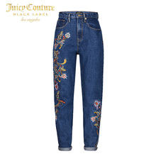 Juicy Couture2018新款花卉刺绣图案装饰牛仔裤长裤图片