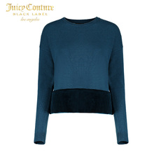 [现货]Juicy Couture休闲舒适百搭100%羊绒长袖拼接毛衣套头衫图片