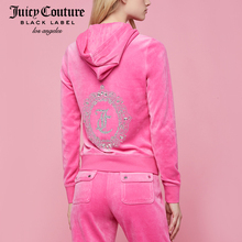 Juicy Couture2018新款JC字母图案钉珠装饰天鹅绒连帽卫衣外套图片