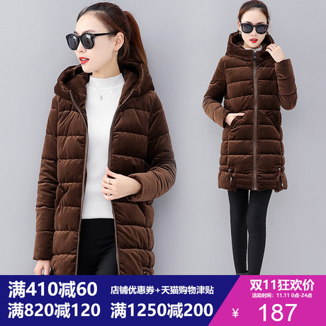 棉衣服2018新款女装冬天外套加厚棉服韩版宽松中长款金丝绒棉袄子商品大图