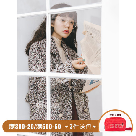 中长款赫本风呢大衣加厚冬装女2018新款韩版宽松冷系女装毛呢外套商品大图