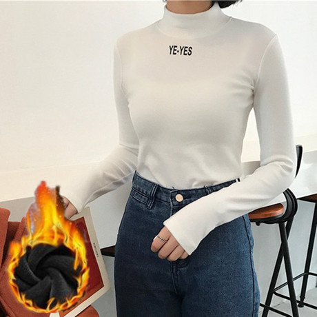 2018秋冬装新款上衣加绒加厚长袖t恤韩版秋季女装打底衫搭配秋衣商品大图