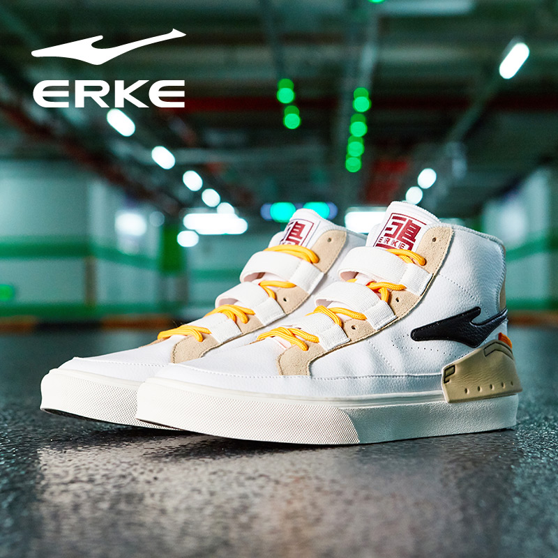 ERKE Autumn and Winter Genuine Men's Sports Shoes Skid resistant Wear resistant Lightweight High top Casual Board Shoes Student Skate shoe