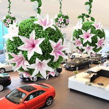 饰花球布置道具仿真百合草球挂饰 春季美陈商场吊饰汽车4s店展厅装