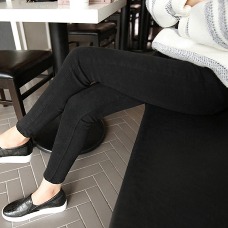 春季烟灰色高腰九分紧身牛仔裤小脚裤女9分黑