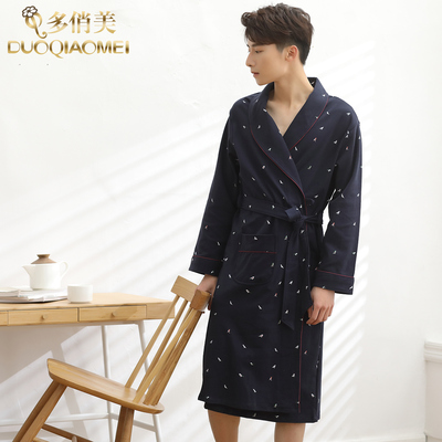 男士睡袍春秋款纯棉浴袍长袖日式大码浴衣日式春夏季夏天和服睡衣