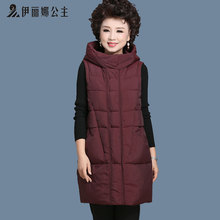 妈妈装冬装棉衣外套女中长款无袖羽绒服马夹40岁50中老年保暖棉服图片