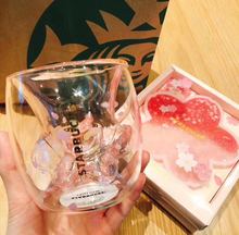 minsiso猫抓杯名创优品抖音粉色猫抓杯双层玻璃杯子星巴克猫爪杯