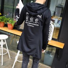 风衣男无扣披风大衣男士 春秋暗黑者中长款 今年时尚 连帽斗篷黑色