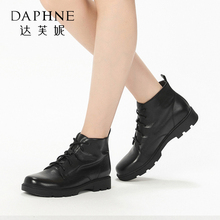 女鞋 靴1016605054 休闲圆头系带短靴时尚 达芙妮舒适时尚 Daphne