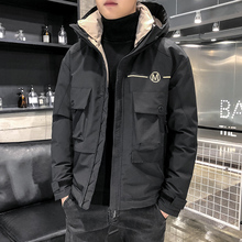 衣服 外套韩版 2018新款 潮流帅气潮牌男款 冬季加厚工装 羽绒服男短款