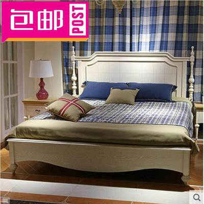 纯美式地中海家具 简约欧式田园实木床 卧室高箱储物双人床 1.8米