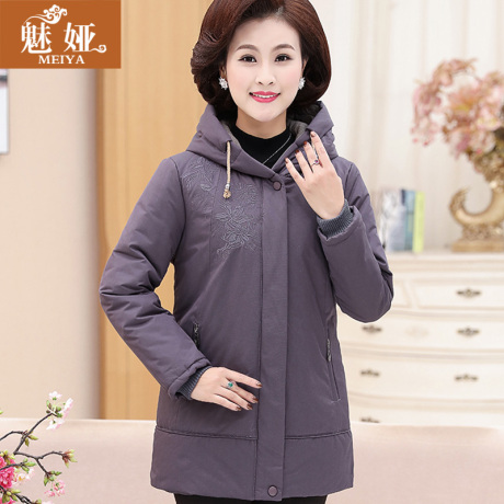 妈妈冬装棉衣加厚中长款2018新款羽绒棉服中老年女装休闲棉袄外套商品大图