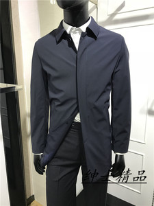 专柜正品2色经典款男士秋季新款翻领暗门襟中长款风衣