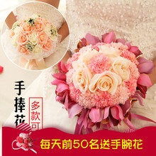 新娘手捧花结婚新款 仿真韩式婚礼玫瑰花束影楼拍摄道具婚庆用品