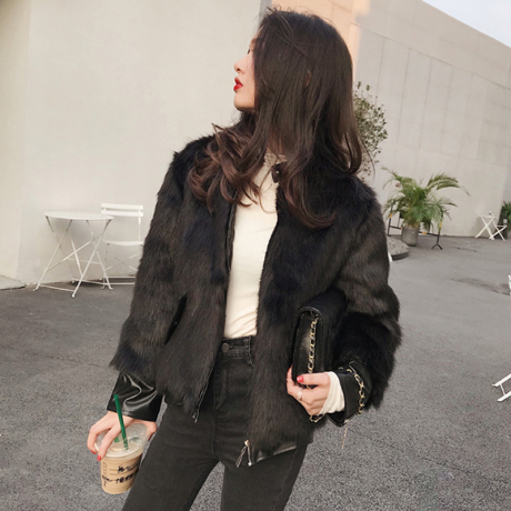 仿水貂绒狐狸皮草外套女短款2018新款秋冬季夜店风夜场性感女装潮商品大图
