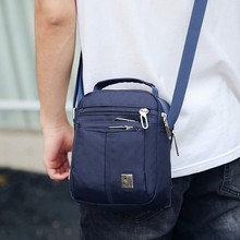 手提单肩包包竖款 中老年人爸爸男式斜跨背包男士 牛津布斜挎男包小
