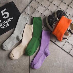 11-52袜子女配老爹鞋中筒韩版学院风百搭紫色