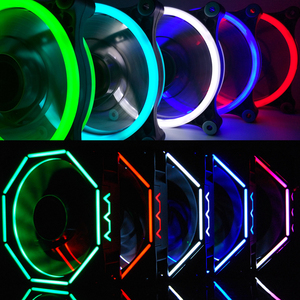 12CM电脑机箱风扇超静音LED发光风扇RGB变色极光双光圈风扇